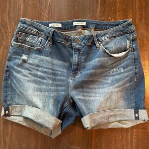 Vigoss Marley MidRise Distressed Blue Denim Shorts with Cuff Size 14